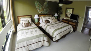 The Garden Room has one queen size bed and one twin.