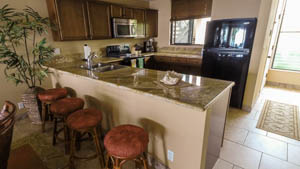 The kitchen is fully equiped and has settings and utinsils for all guests.